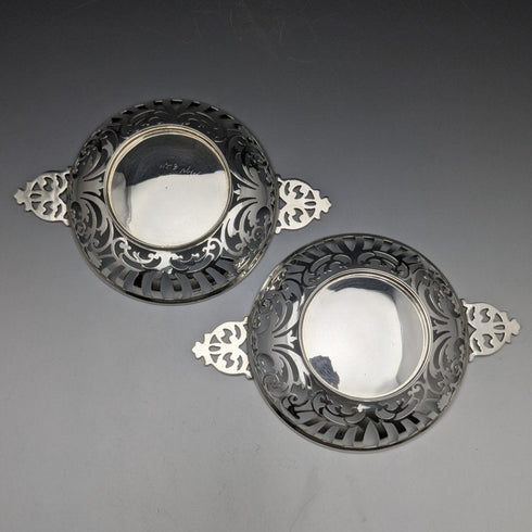 1901 British Antique Pure Silver (925 Silver) Bonbon Dish Pair Diameter 90mm Josiah Williams